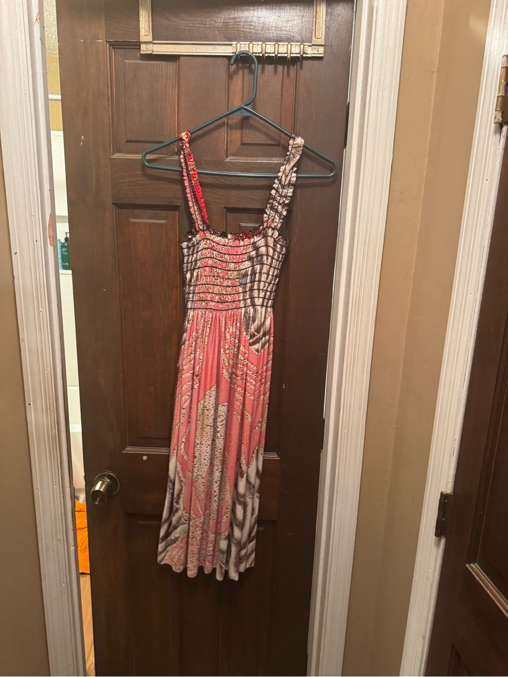 Women's Juniors Size 7 Pink Patterned Smocked Sundress